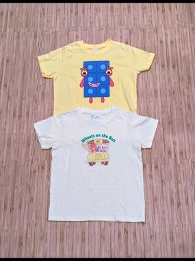 Bundle of 2 kids graphic tees with Cocomelon and Number Blocks characters